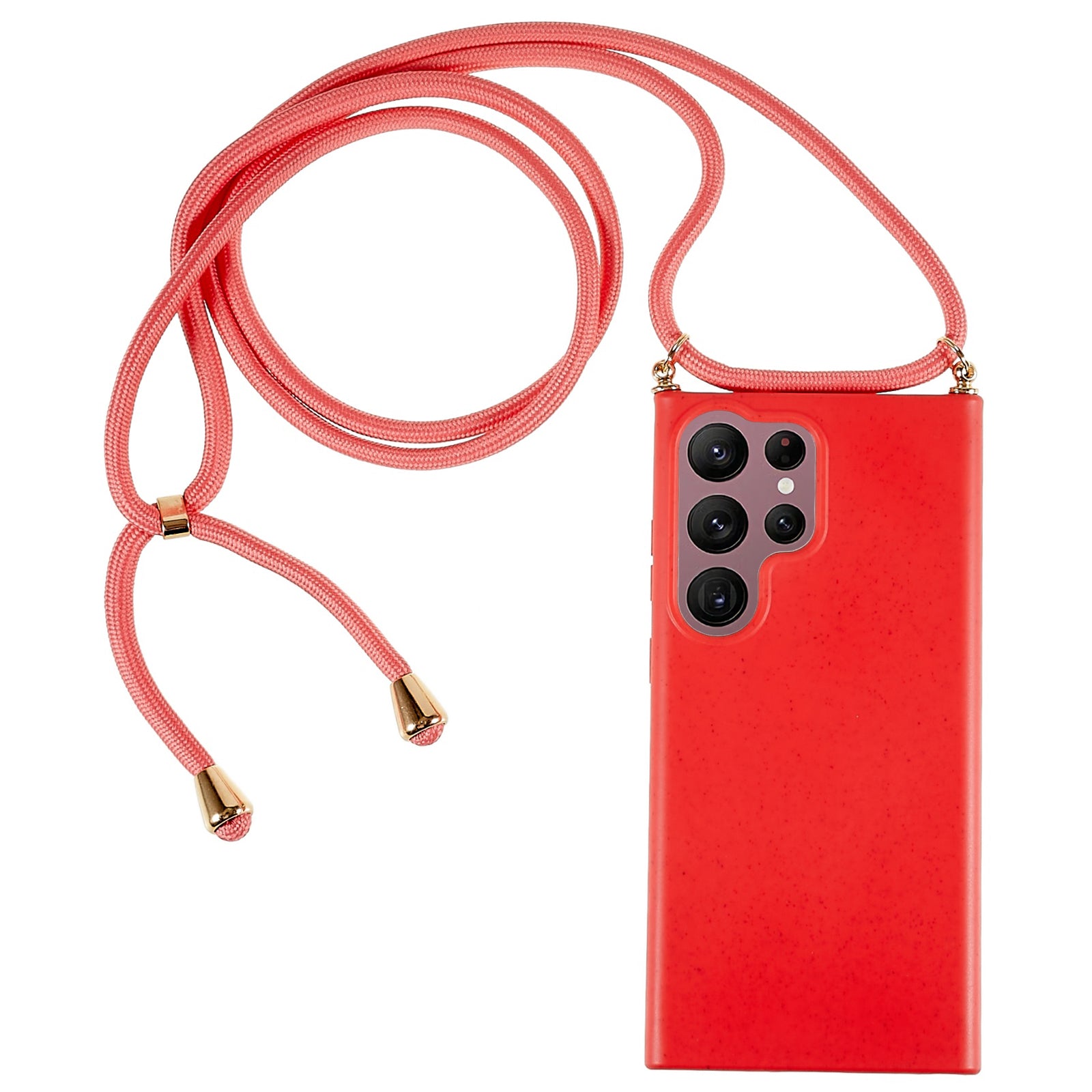 For Samsung Galaxy S23 Ultra Eco Friendly Phone Case Biodegradable Wheat Straw Soft TPU Protective Cover with Adjustable Lanyard