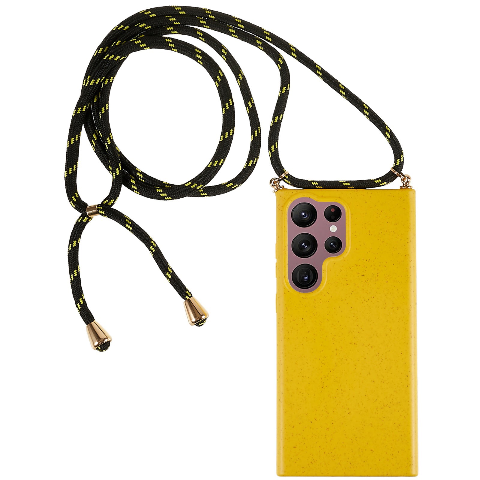 For Samsung Galaxy S23 Ultra Eco Friendly Phone Case Biodegradable Wheat Straw Soft TPU Protective Cover with Adjustable Lanyard
