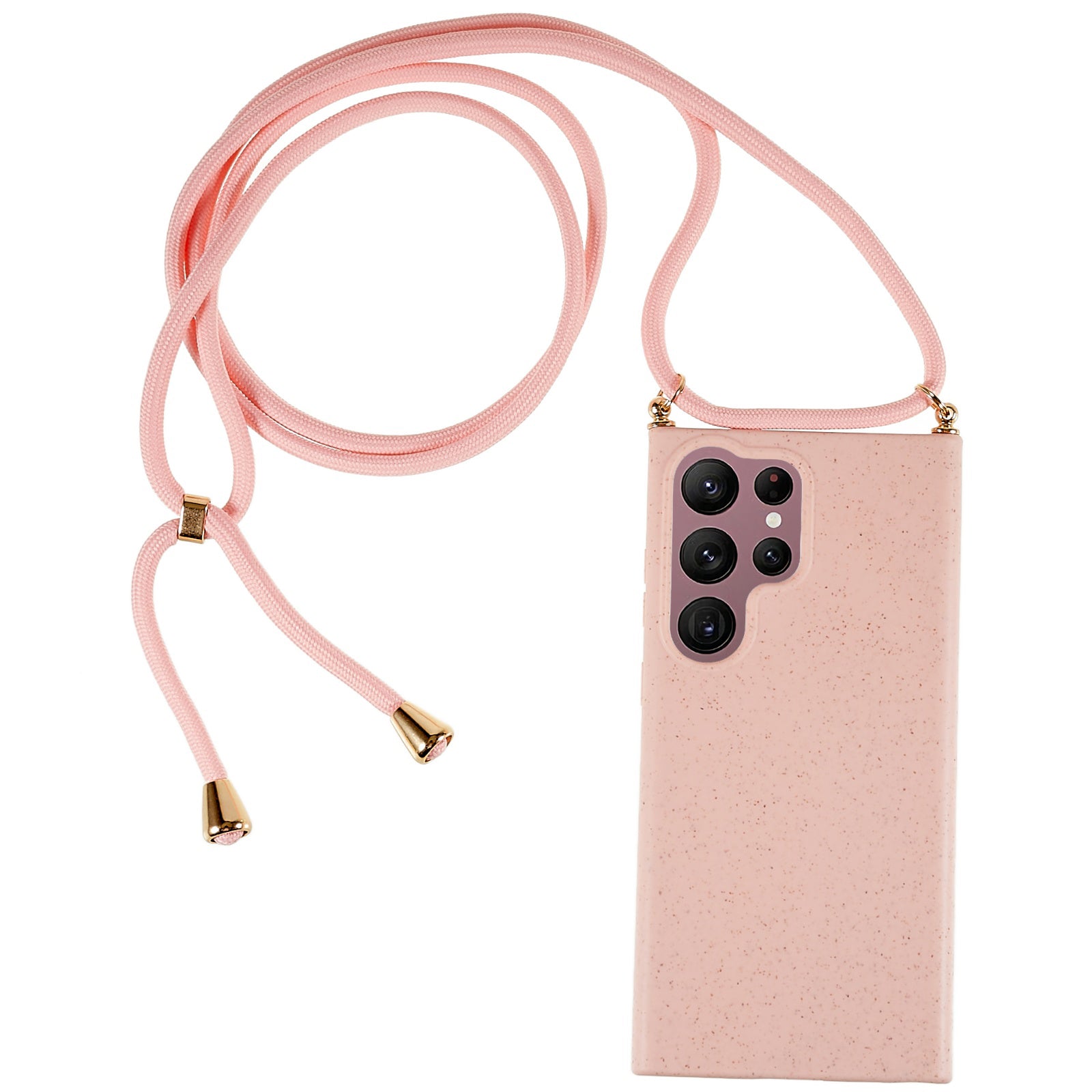 For Samsung Galaxy S23 Ultra Eco Friendly Phone Case Biodegradable Wheat Straw Soft TPU Protective Cover with Adjustable Lanyard