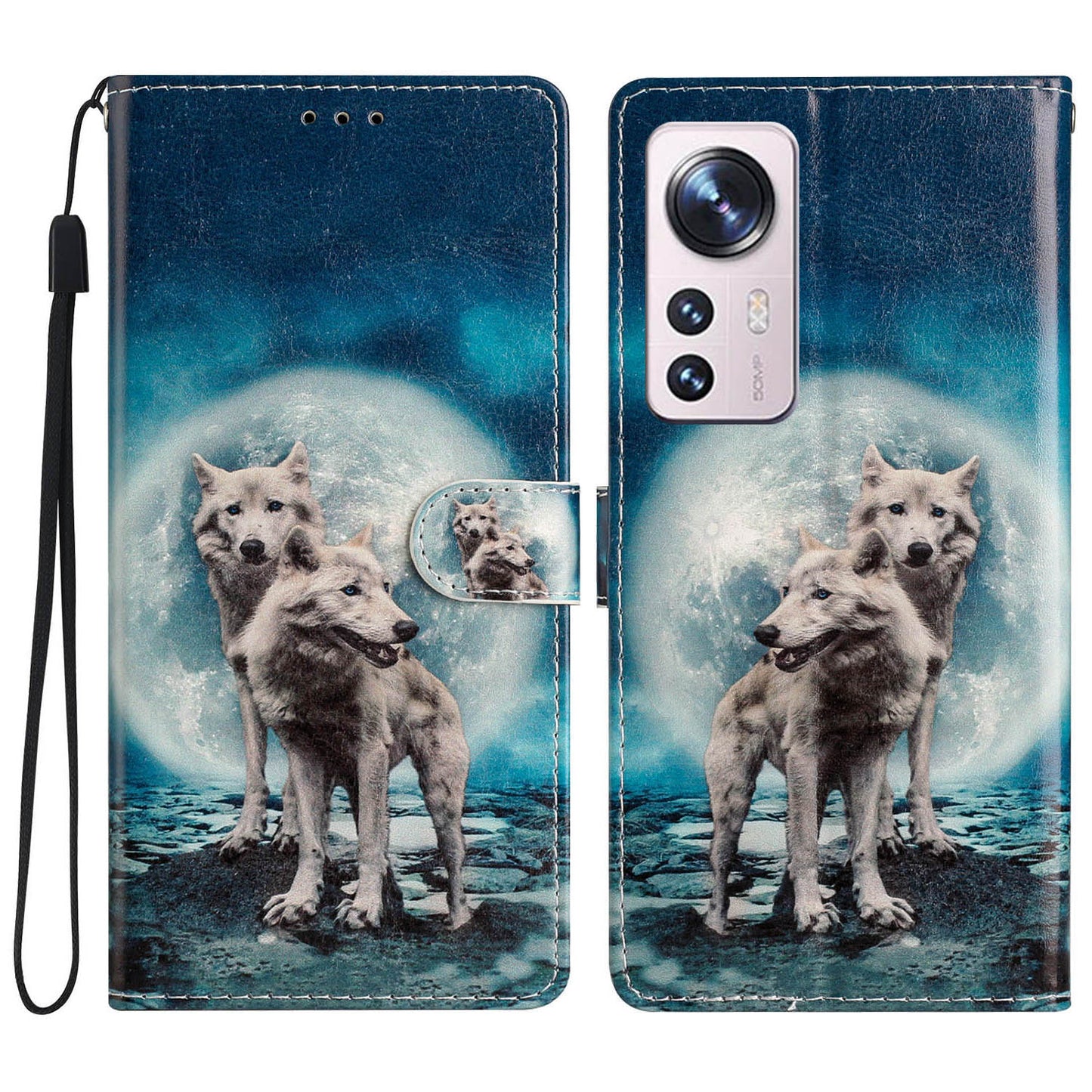 For Xiaomi 12 Lite 5G Pattern Printing Full Protection PU Leather Case Stand Wallet Protective Phone Cover with Strap