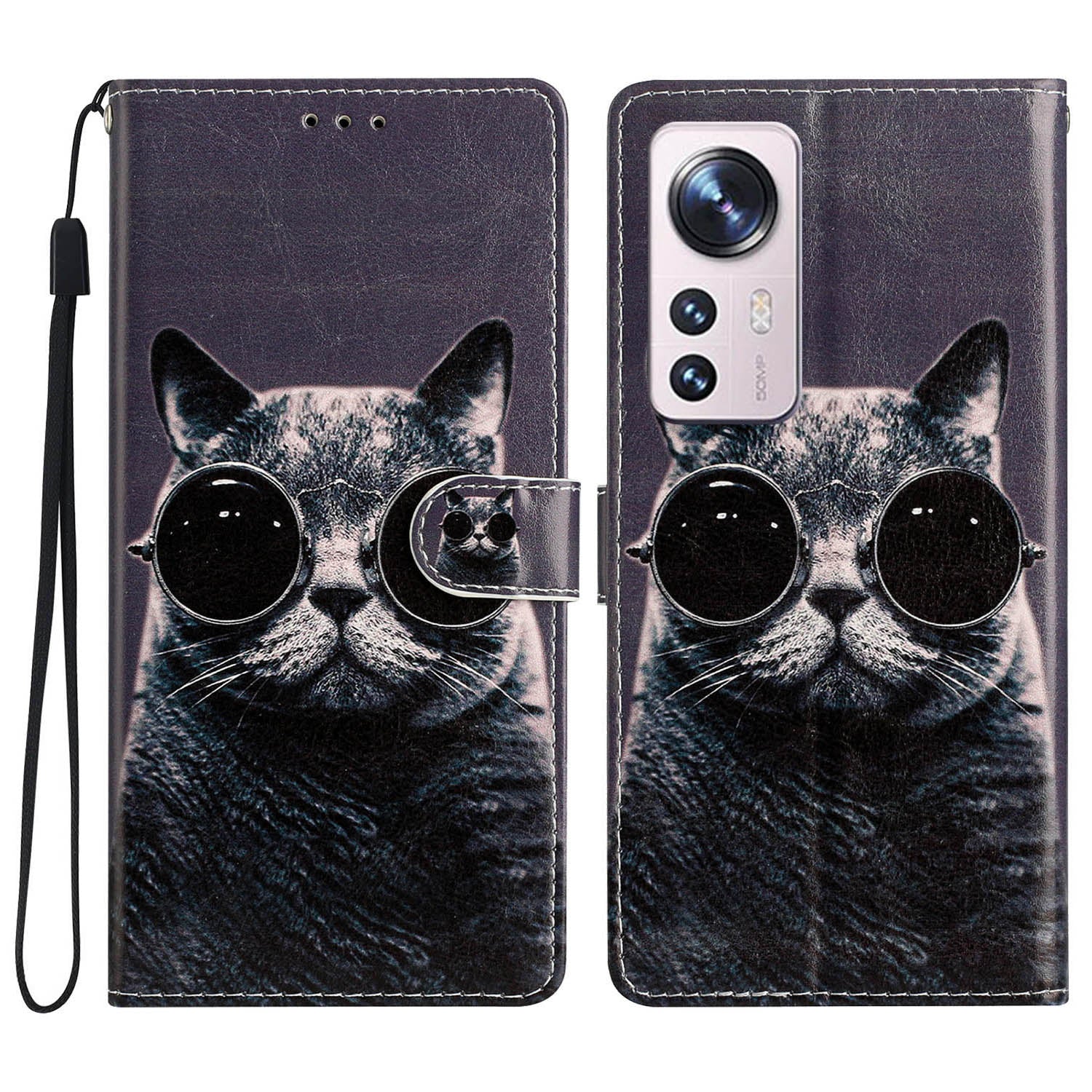 For Xiaomi 12 Lite 5G Pattern Printing Full Protection PU Leather Case Stand Wallet Protective Phone Cover with Strap