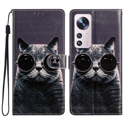 For Xiaomi 12 Lite 5G Pattern Printing Full Protection PU Leather Case Stand Wallet Protective Phone Cover with Strap