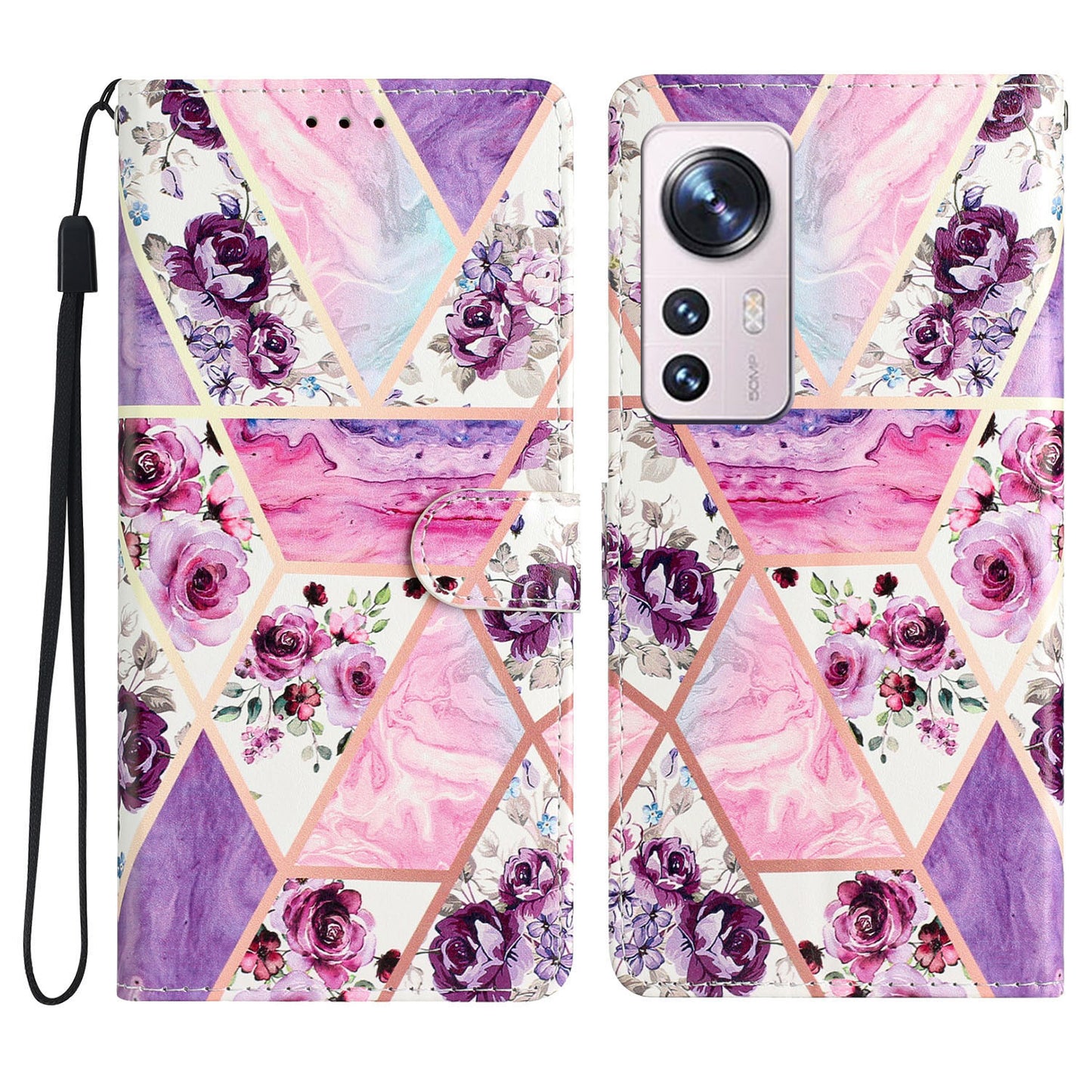 For Xiaomi 12 Lite 5G Pattern Printing Full Protection PU Leather Case Stand Wallet Protective Phone Cover with Strap