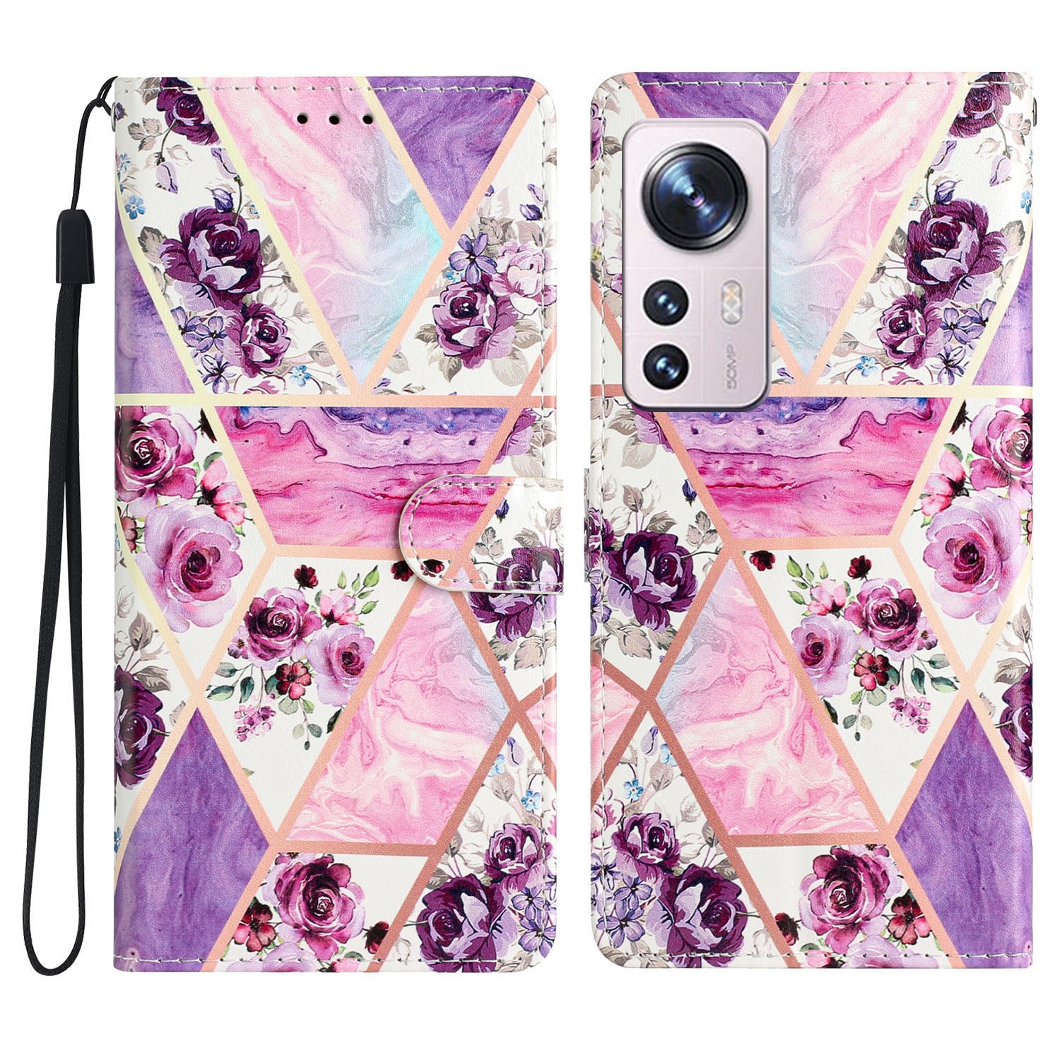 For Xiaomi 12 Lite 5G Pattern Printing Full Protection PU Leather Case Stand Wallet Protective Phone Cover with Strap
