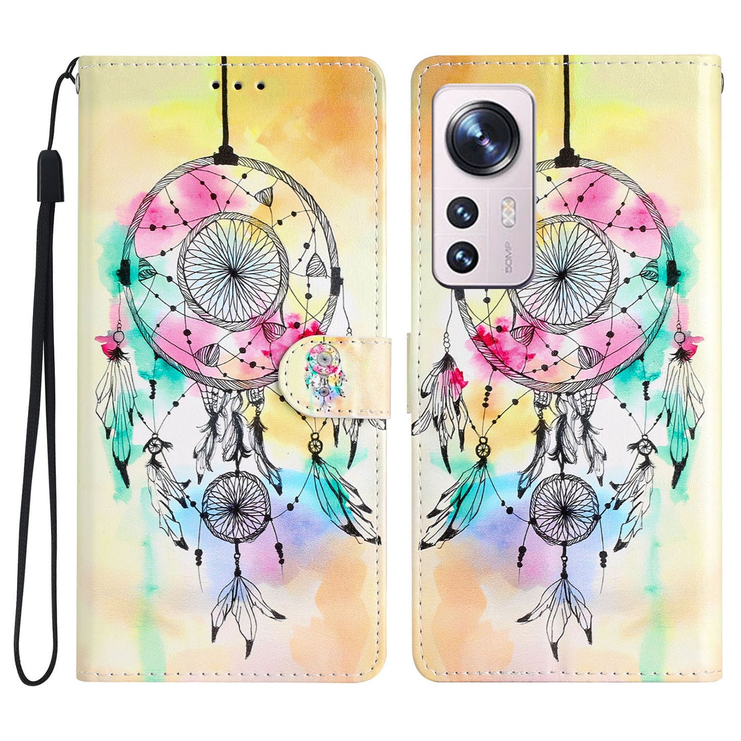 For Xiaomi 12 Lite 5G Pattern Printing Full Protection PU Leather Case Stand Wallet Protective Phone Cover with Strap