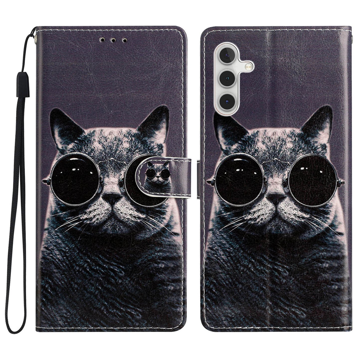 For Samsung Galaxy A04s 4G (164.7 x 76.7 x 9.1 mm) Pattern Printing PU Leather Flip Case Wallet Style Stand Magnetic Clasp Phone Cover with Strap