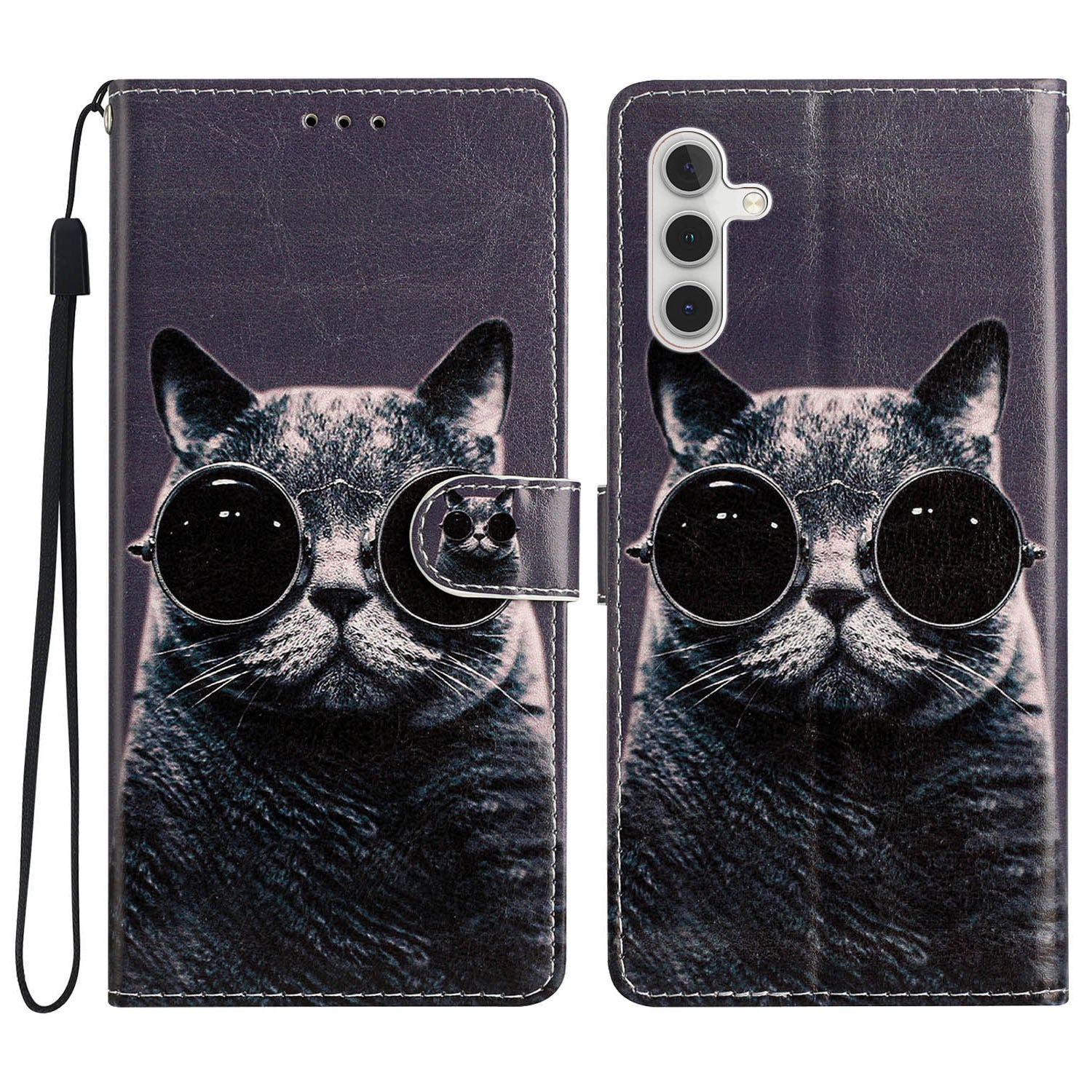 For Samsung Galaxy A04s 4G (164.7 x 76.7 x 9.1 mm) Pattern Printing PU Leather Flip Case Wallet Style Stand Magnetic Clasp Phone Cover with Strap