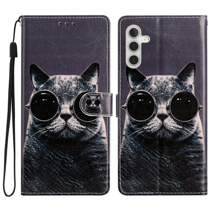 For Samsung Galaxy A04s 4G (164.7 x 76.7 x 9.1 mm) Pattern Printing PU Leather Flip Case Wallet Style Stand Magnetic Clasp Phone Cover with Strap