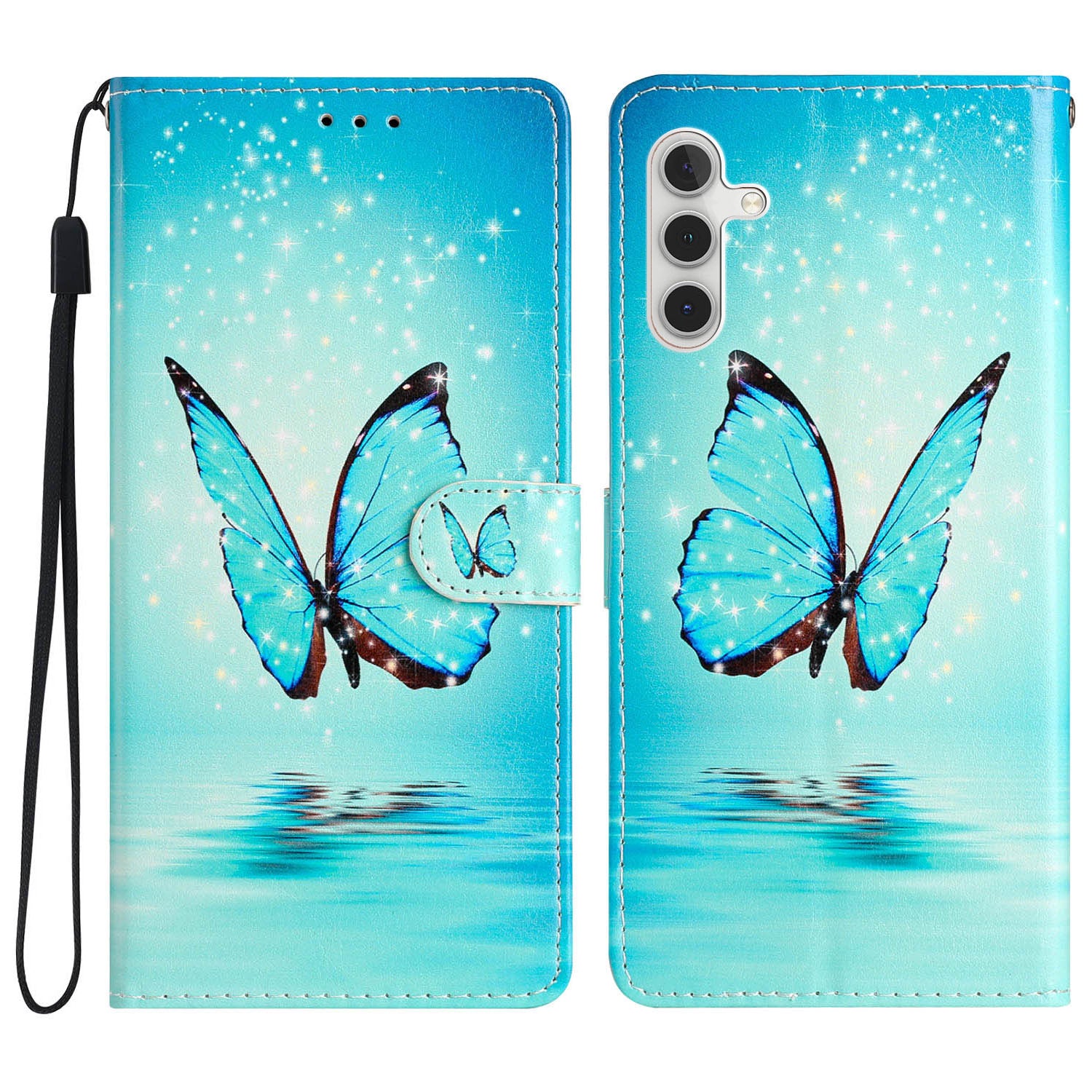 For Samsung Galaxy A04s 4G (164.7 x 76.7 x 9.1 mm) Pattern Printing PU Leather Flip Case Wallet Style Stand Magnetic Clasp Phone Cover with Strap
