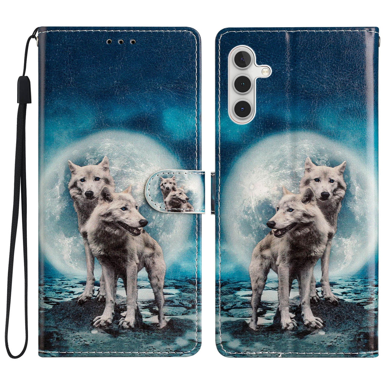 For Samsung Galaxy A04s 4G (164.7 x 76.7 x 9.1 mm) Pattern Printing PU Leather Flip Case Wallet Style Stand Magnetic Clasp Phone Cover with Strap