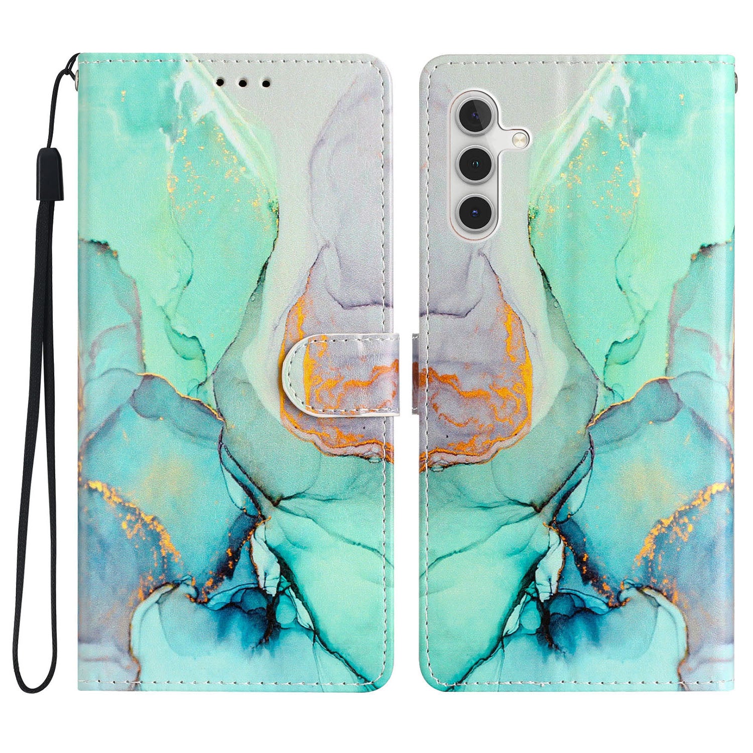 For Samsung Galaxy A04s 4G (164.7 x 76.7 x 9.1 mm) Pattern Printing PU Leather Flip Case Wallet Style Stand Magnetic Clasp Phone Cover with Strap