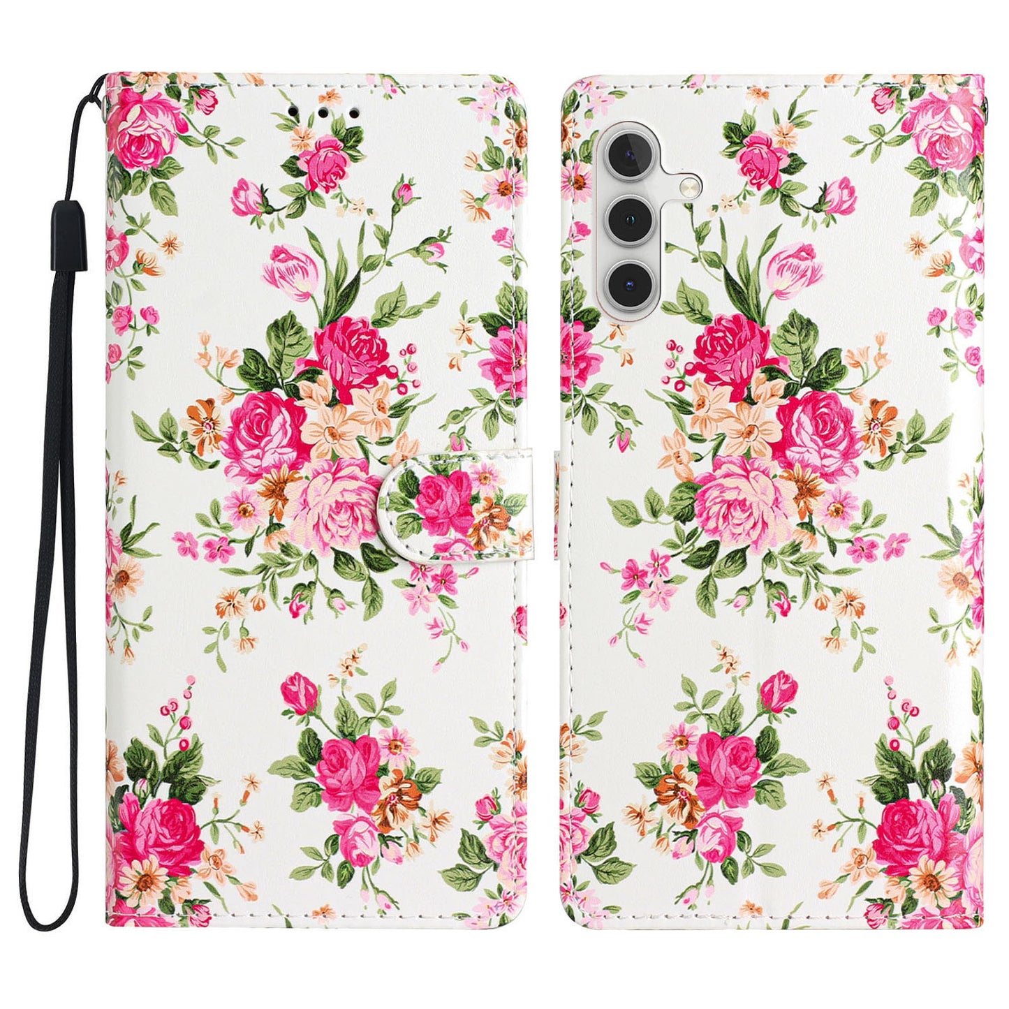 For Samsung Galaxy A04s 4G (164.7 x 76.7 x 9.1 mm) Pattern Printing PU Leather Flip Case Wallet Style Stand Magnetic Clasp Phone Cover with Strap