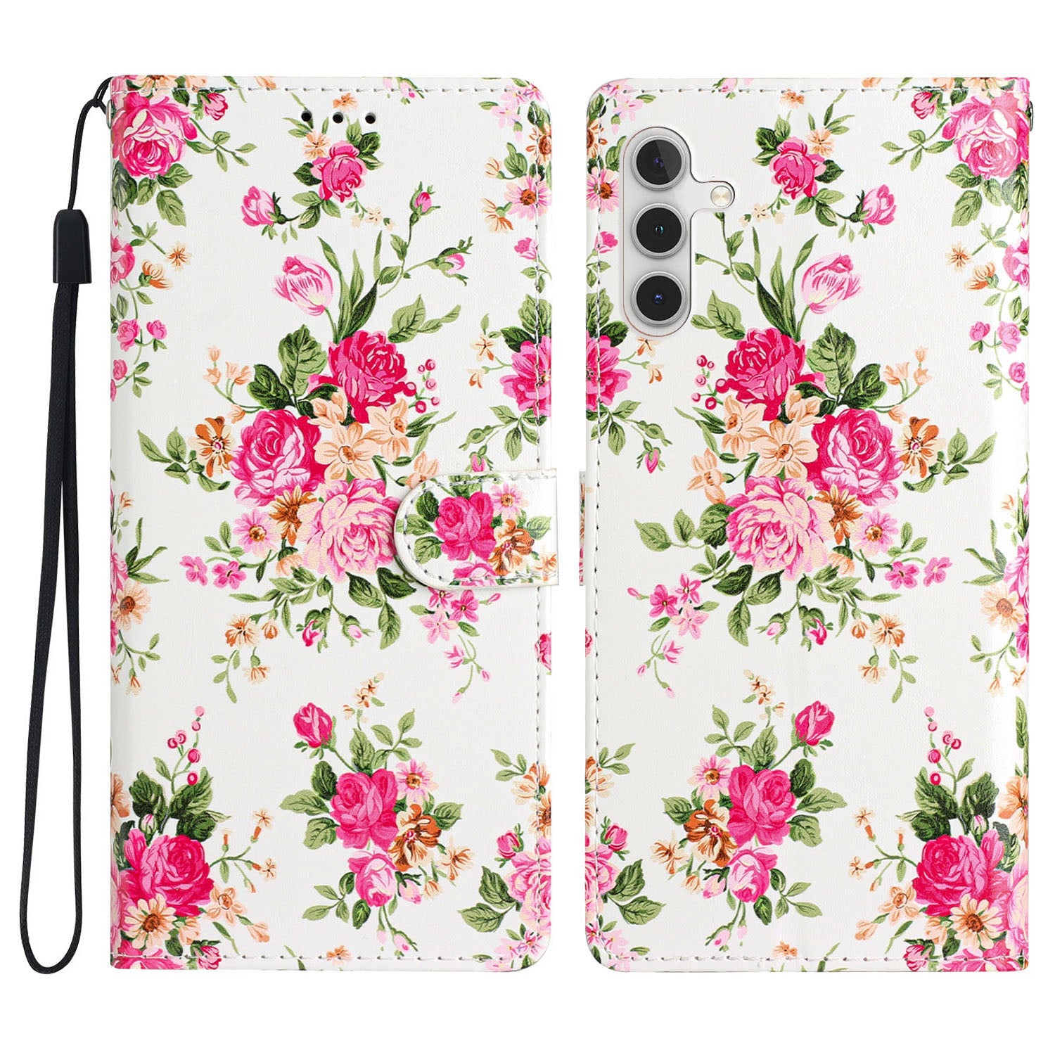For Samsung Galaxy A04s 4G (164.7 x 76.7 x 9.1 mm) Pattern Printing PU Leather Flip Case Wallet Style Stand Magnetic Clasp Phone Cover with Strap