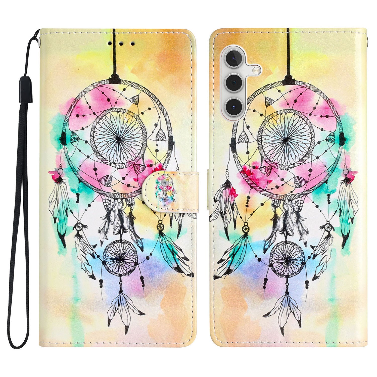 For Samsung Galaxy A04s 4G (164.7 x 76.7 x 9.1 mm) Pattern Printing PU Leather Flip Case Wallet Style Stand Magnetic Clasp Phone Cover with Strap