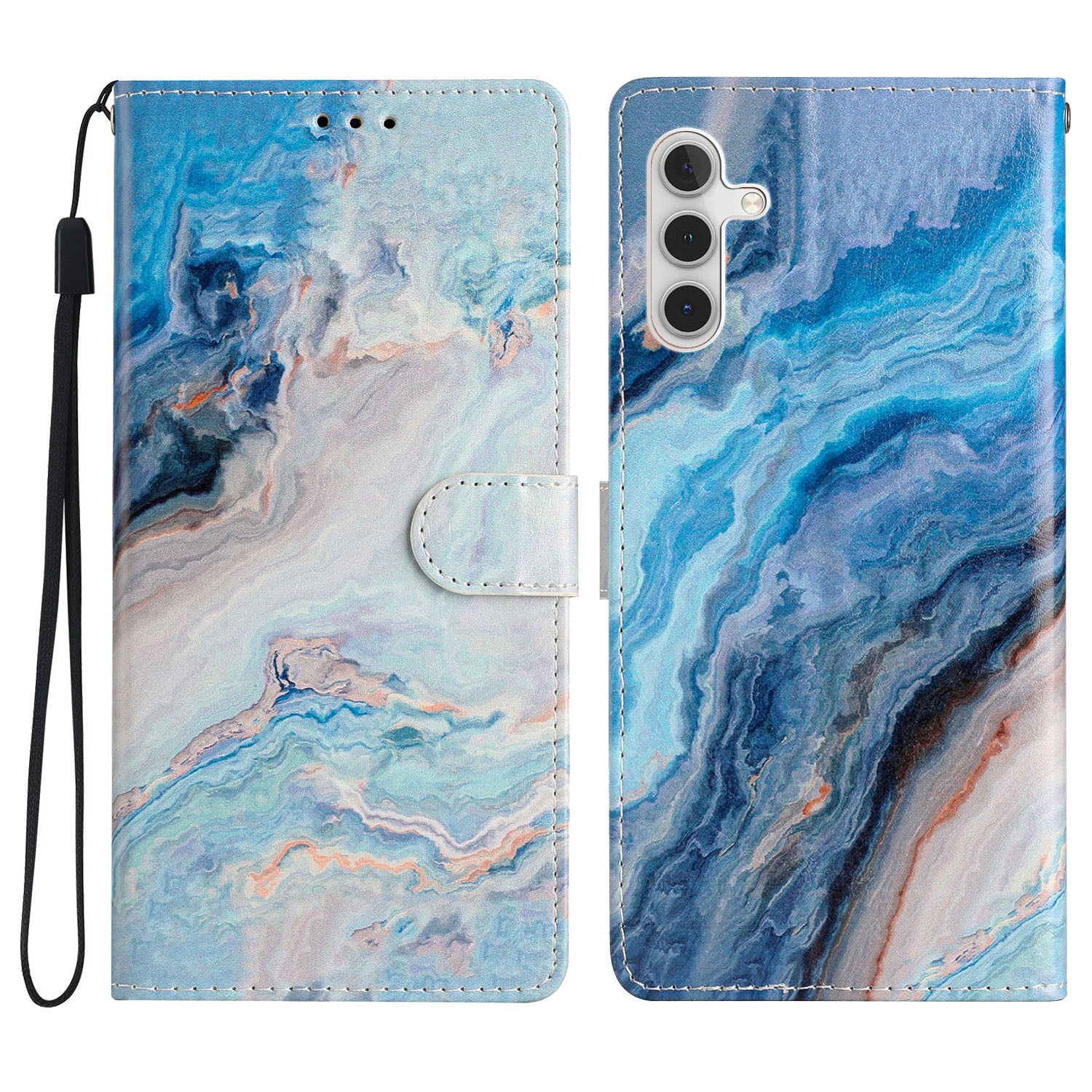 For Samsung Galaxy A04s 4G (164.7 x 76.7 x 9.1 mm) Pattern Printing PU Leather Flip Case Wallet Style Stand Magnetic Clasp Phone Cover with Strap