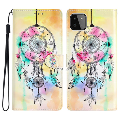 For Samsung Galaxy A22 5G (EU Version) PU Leather Magnetic Closure Pattern Printing Phone Case Stand Function Wallet Style Flip Cover with Strap