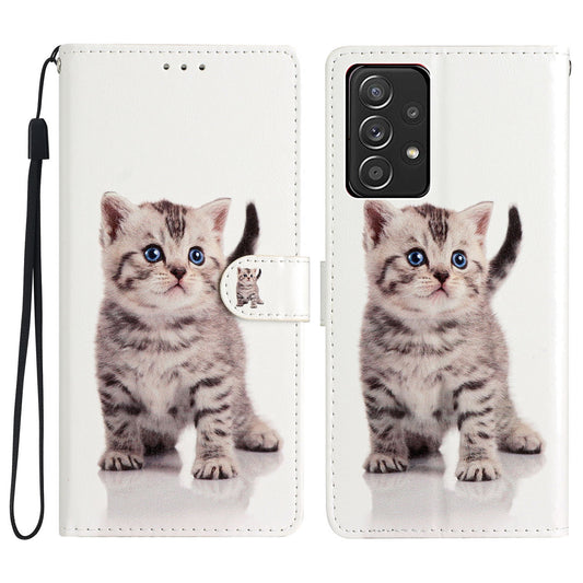 For Samsung Galaxy A53 5G PU Leather Wallet Phone Case Magnetic Closure Pattern Printing Stand Shockproof Cover with Strap