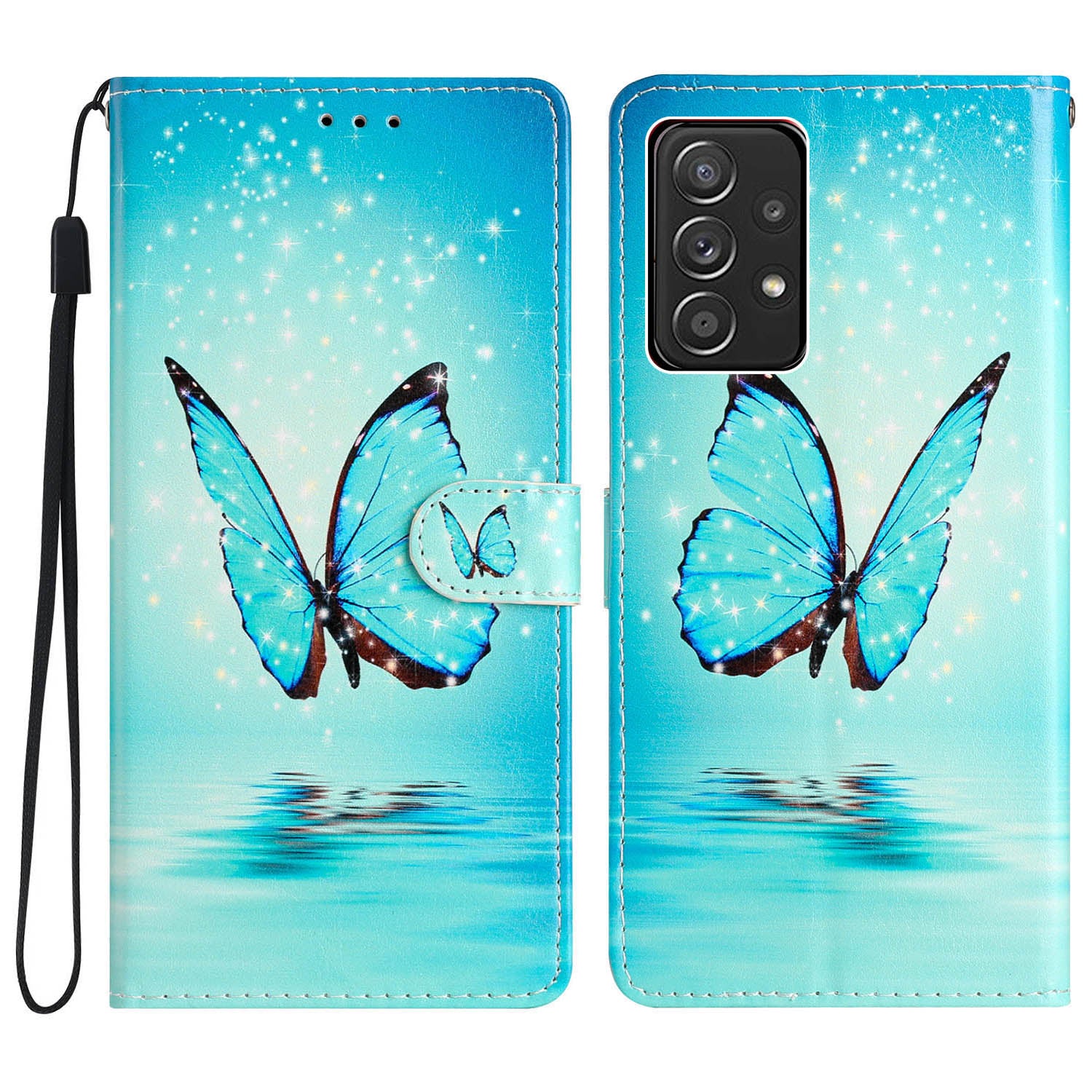 For Samsung Galaxy A53 5G PU Leather Wallet Phone Case Magnetic Closure Pattern Printing Stand Shockproof Cover with Strap