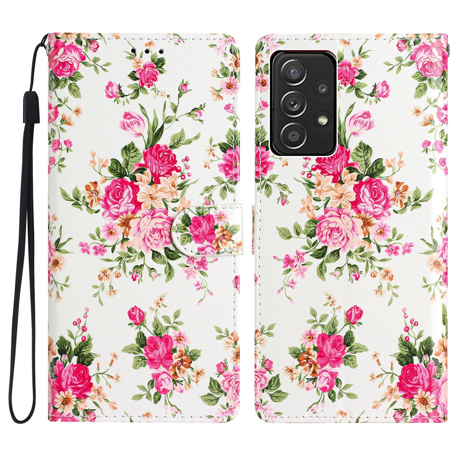 For Samsung Galaxy A53 5G PU Leather Wallet Phone Case Magnetic Closure Pattern Printing Stand Shockproof Cover with Strap