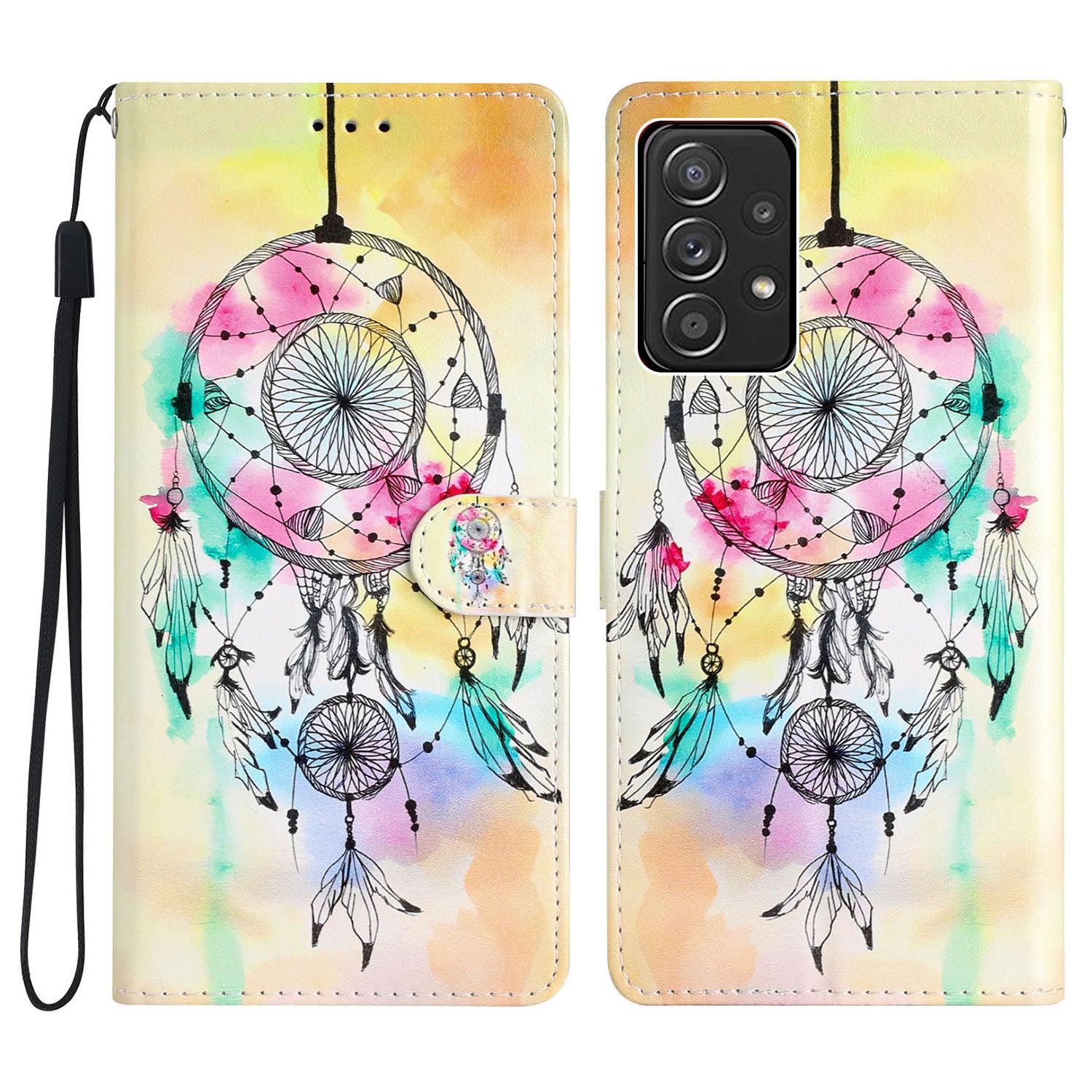 For Samsung Galaxy A53 5G PU Leather Wallet Phone Case Magnetic Closure Pattern Printing Stand Shockproof Cover with Strap