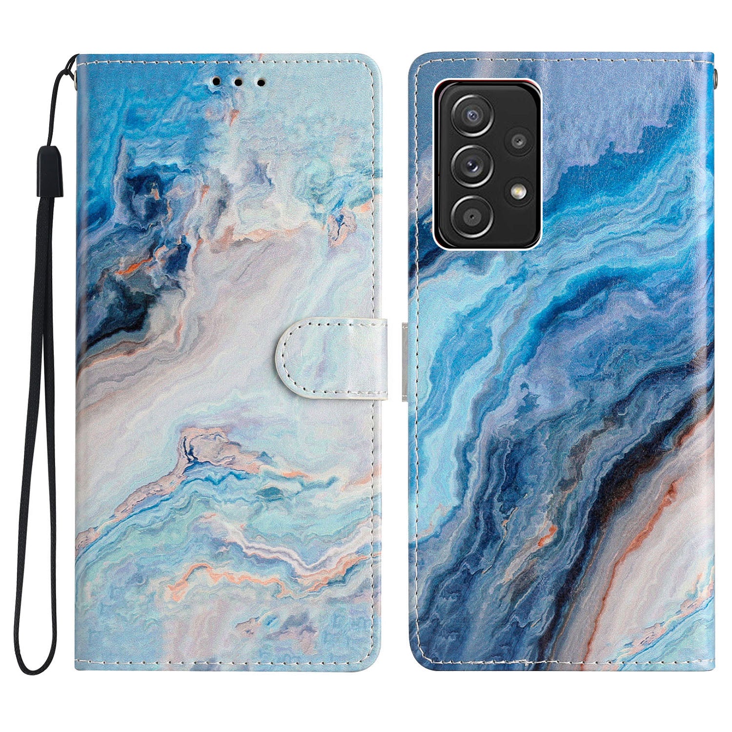 For Samsung Galaxy A53 5G PU Leather Wallet Phone Case Magnetic Closure Pattern Printing Stand Shockproof Cover with Strap