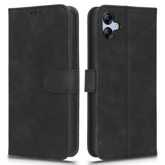 For Samsung Galaxy A04e 4G Skin-touch Feeling Phone Case Wallet Stand Flip PU Leather+TPU Anti-scratch Phone Cover