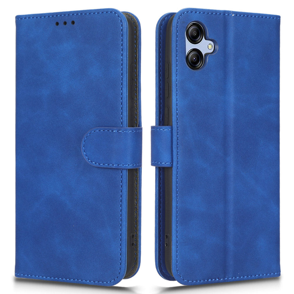 For Samsung Galaxy A04e 4G Skin-touch Feeling Phone Case Wallet Stand Flip PU Leather+TPU Anti-scratch Phone Cover