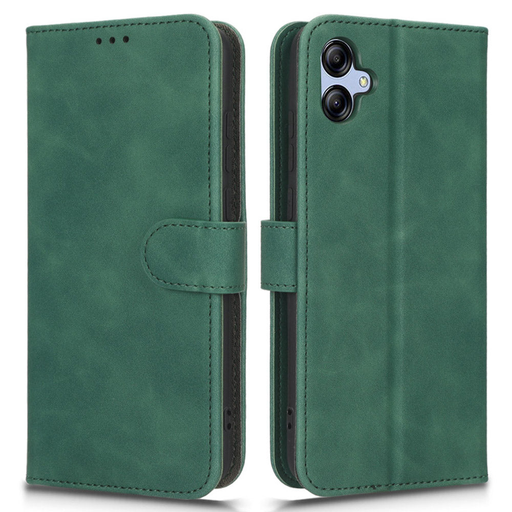 For Samsung Galaxy A04e 4G Skin-touch Feeling Phone Case Wallet Stand Flip PU Leather+TPU Anti-scratch Phone Cover
