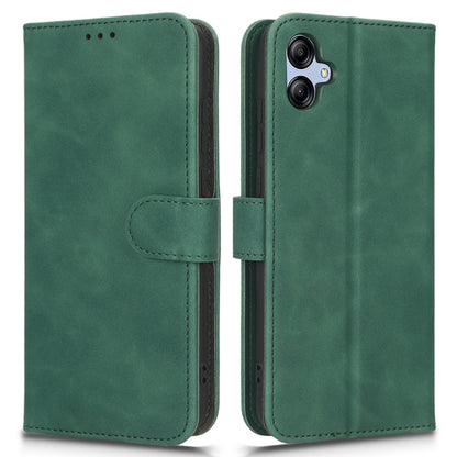 For Samsung Galaxy A04e 4G Skin-touch Feeling Phone Case Wallet Stand Flip PU Leather+TPU Anti-scratch Phone Cover