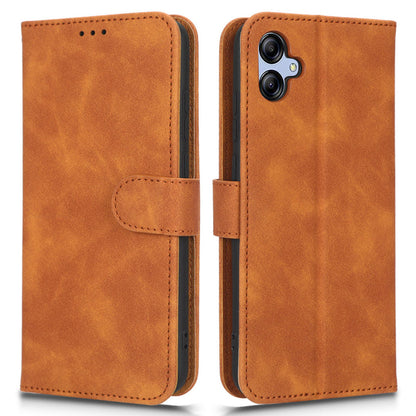 For Samsung Galaxy A04e 4G Skin-touch Feeling Phone Case Wallet Stand Flip PU Leather+TPU Anti-scratch Phone Cover