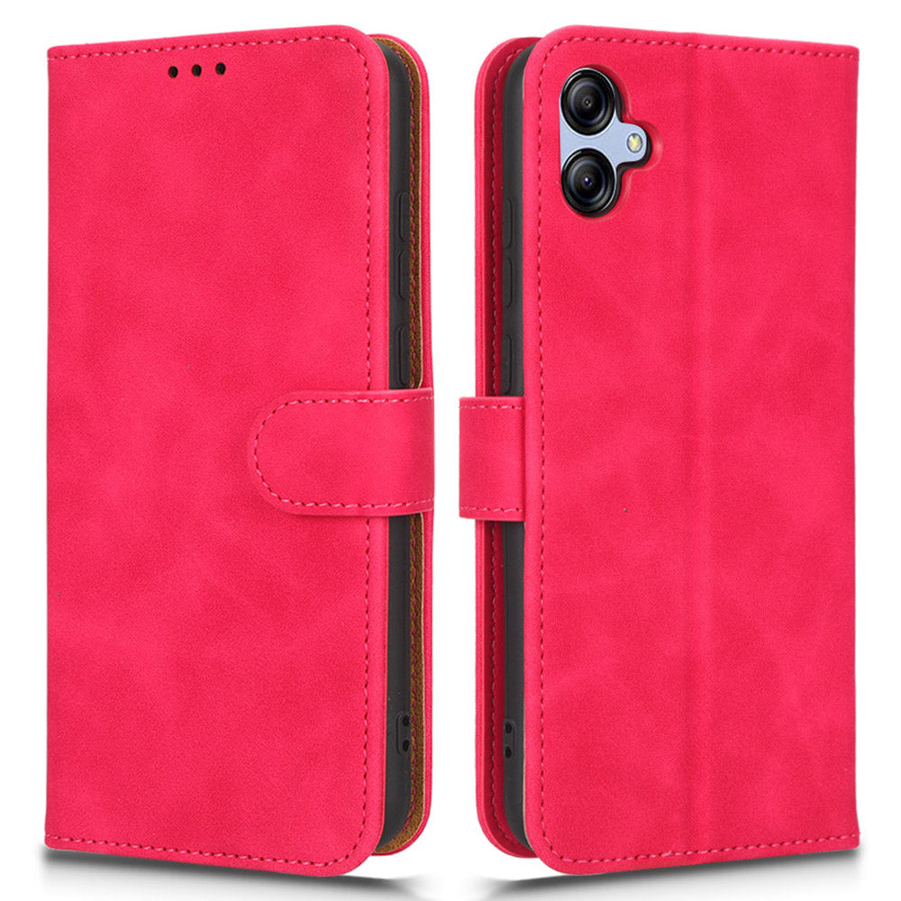 For Samsung Galaxy A04e 4G Skin-touch Feeling Phone Case Wallet Stand Flip PU Leather+TPU Anti-scratch Phone Cover