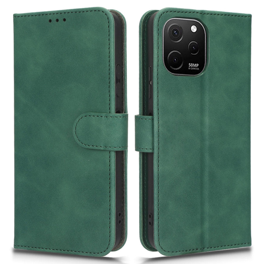 For Huawei nova Y61 4G Skin-touch Feeling PU Leather Protective Cell Phone Cover Scratch-resistant Phone Case Wallet Stand