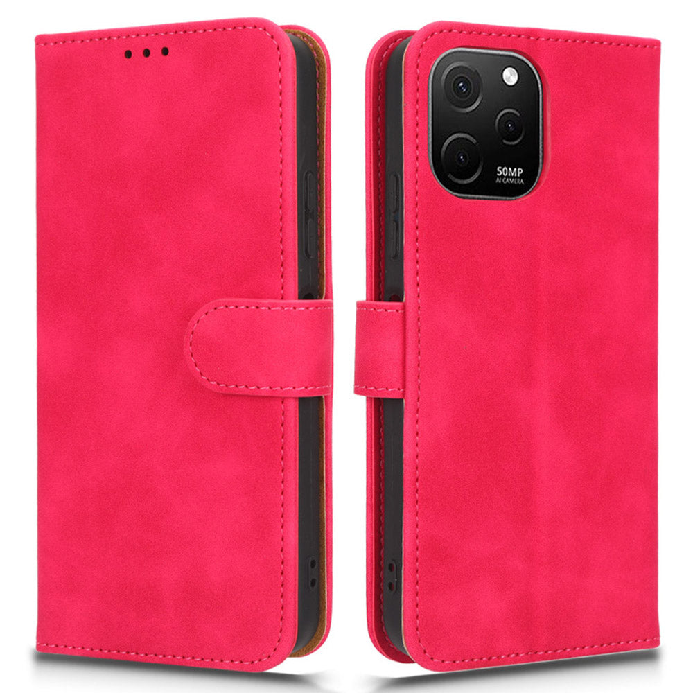 For Huawei nova Y61 4G Skin-touch Feeling PU Leather Protective Cell Phone Cover Scratch-resistant Phone Case Wallet Stand