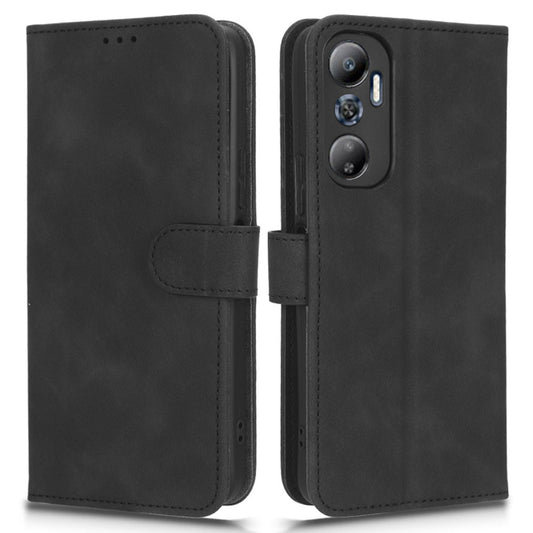 For Infinix Hot 20 4G Skin-touch Feeling PU Leather Flip Wallet Case Scratch-resistant Cell Phone Cover Stand with Wrist Strap
