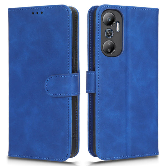 For Infinix Hot 20 4G Skin-touch Feeling PU Leather Flip Wallet Case Scratch-resistant Cell Phone Cover Stand with Wrist Strap