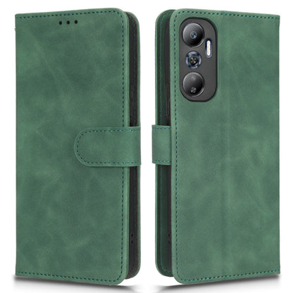 For Infinix Hot 20 4G Skin-touch Feeling PU Leather Flip Wallet Case Scratch-resistant Cell Phone Cover Stand with Wrist Strap