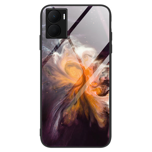 For Honor Play 40 Plus 5G Tempered Glass Back Case Marble Pattern Printing Hard PC Soft TPU Protective Phone Cover