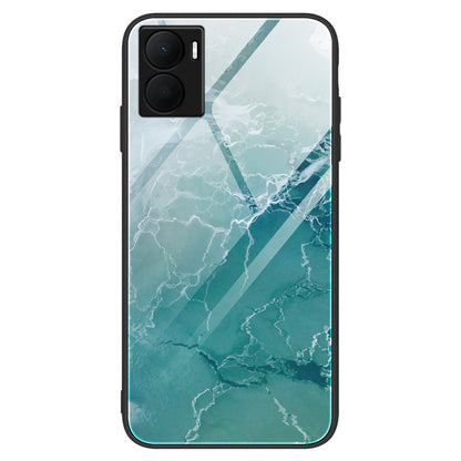 For Honor Play 40 Plus 5G Tempered Glass Back Case Marble Pattern Printing Hard PC Soft TPU Protective Phone Cover