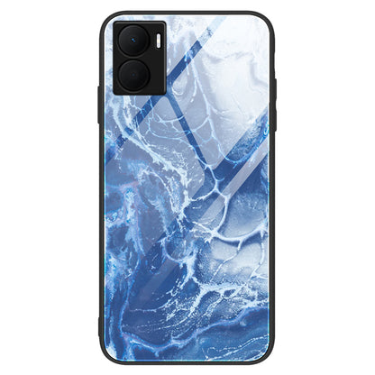 For Honor Play 40 Plus 5G Tempered Glass Back Case Marble Pattern Printing Hard PC Soft TPU Protective Phone Cover