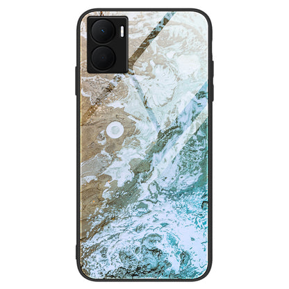 For Honor Play 40 Plus 5G Tempered Glass Back Case Marble Pattern Printing Hard PC Soft TPU Protective Phone Cover