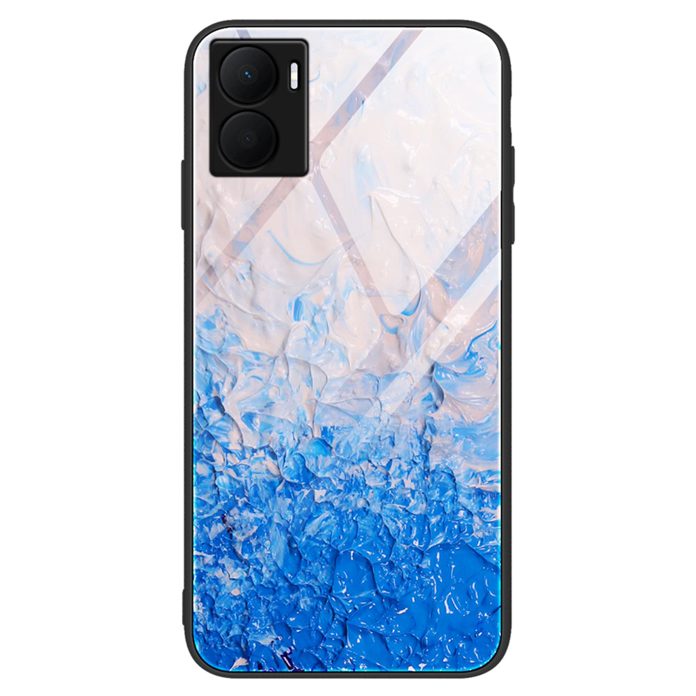 For Honor Play 40 Plus 5G Tempered Glass Back Case Marble Pattern Printing Hard PC Soft TPU Protective Phone Cover