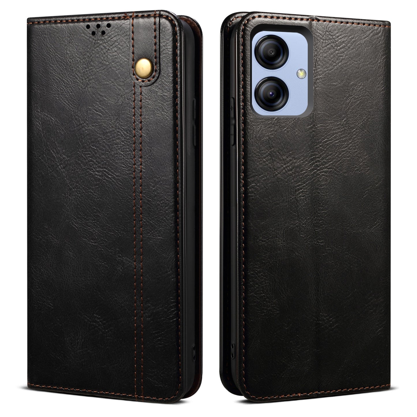 For Samsung Galaxy A04e 4G Waxy Crazy Horse Texture PU Leather Phone Case Auto Closing Magnetic Cover with Stand Wallet