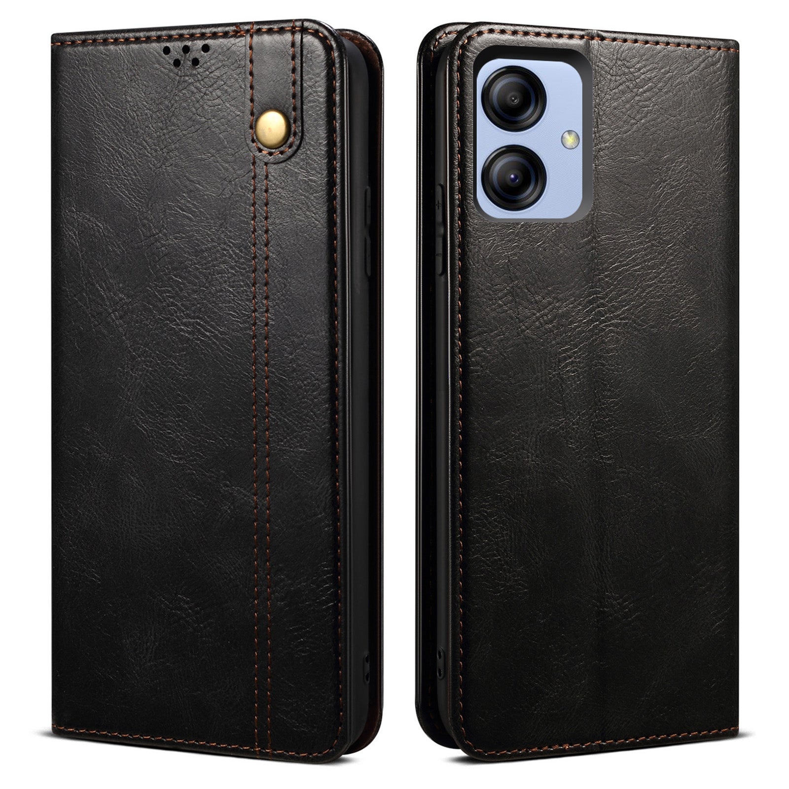 For Samsung Galaxy A04e 4G Waxy Crazy Horse Texture PU Leather Phone Case Auto Closing Magnetic Cover with Stand Wallet