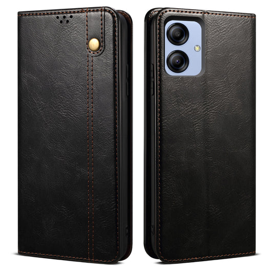 For Samsung Galaxy A04e 4G Waxy Crazy Horse Texture PU Leather Phone Case Auto Closing Magnetic Cover with Stand Wallet