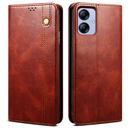 For Samsung Galaxy A04e 4G Waxy Crazy Horse Texture PU Leather Phone Case Auto Closing Magnetic Cover with Stand Wallet