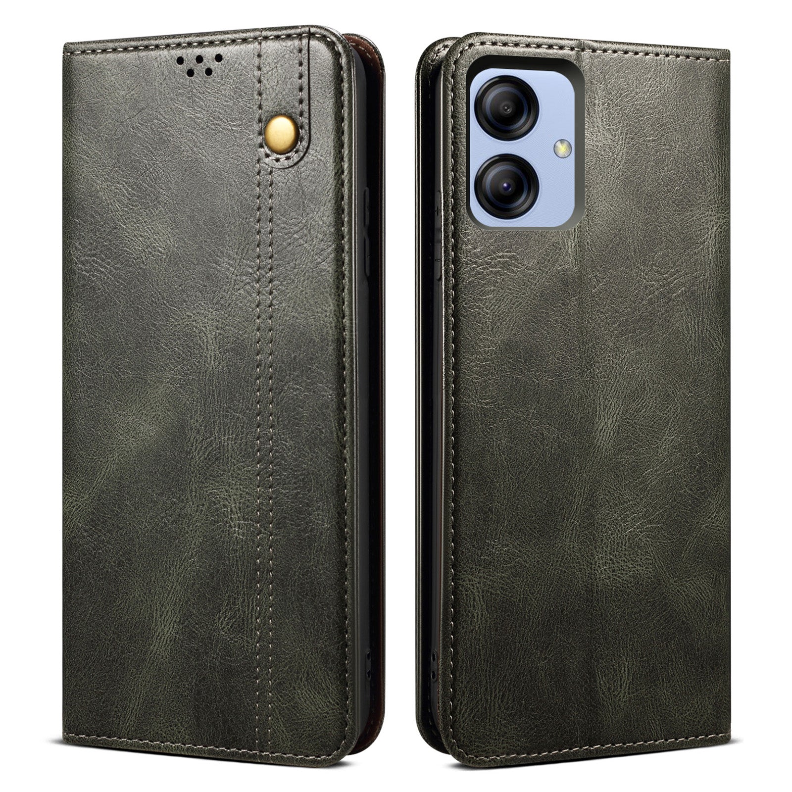 For Samsung Galaxy A04e 4G Waxy Crazy Horse Texture PU Leather Phone Case Auto Closing Magnetic Cover with Stand Wallet