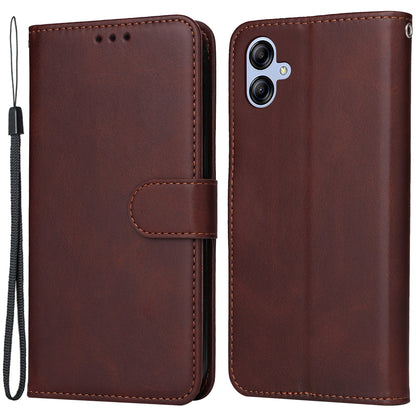 For Samsung Galaxy A04e 4G Magnetic PU Leather Phone Cover Stand Anti-scratch Calf Texture Folio Wallet Phone Case with Strap