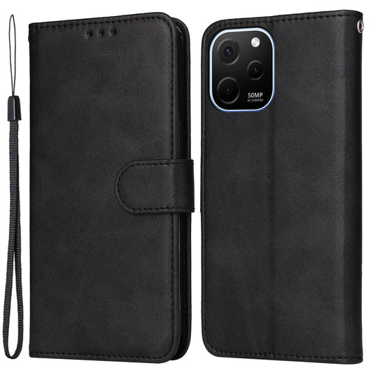 For Huawei nova Y61 4G PU Leather Wallet Anti-scratch Phone Case Calf Texture Magnetic Flip Stand Shockproof Cell Phone Cover with Strap