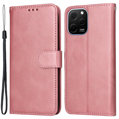 For Huawei nova Y61 4G PU Leather Wallet Anti-scratch Phone Case Calf Texture Magnetic Flip Stand Shockproof Cell Phone Cover with Strap