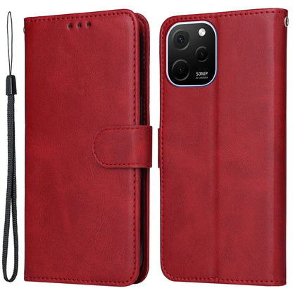 For Huawei nova Y61 4G PU Leather Wallet Anti-scratch Phone Case Calf Texture Magnetic Flip Stand Shockproof Cell Phone Cover with Strap